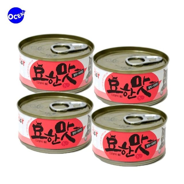 묘한맛 참치타우린 80g 고양이캔x4 단품 : 명성마트