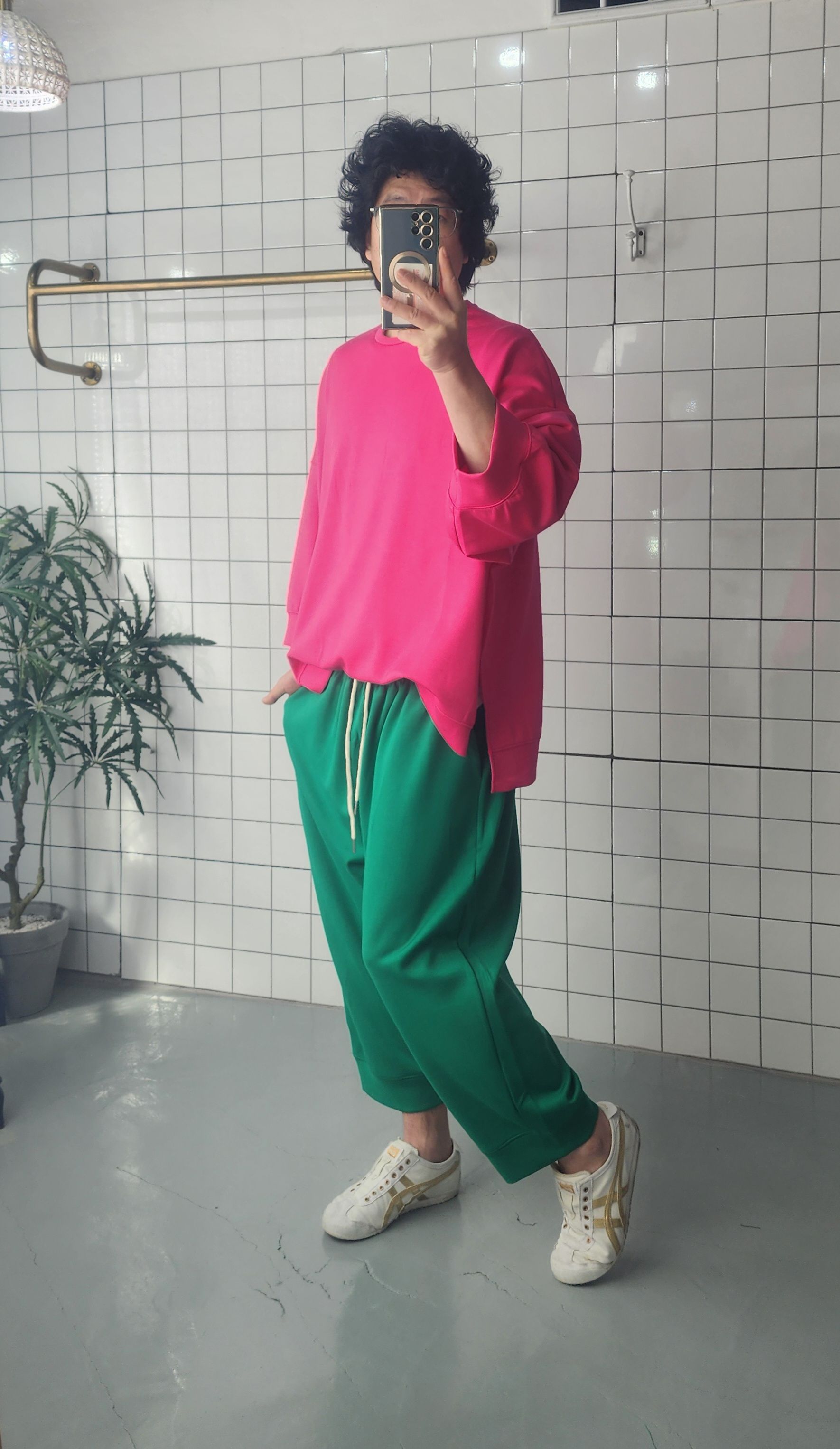 네오프렌 8부 오버핏 트레이닝 티셔츠 - 상세 이미지 5