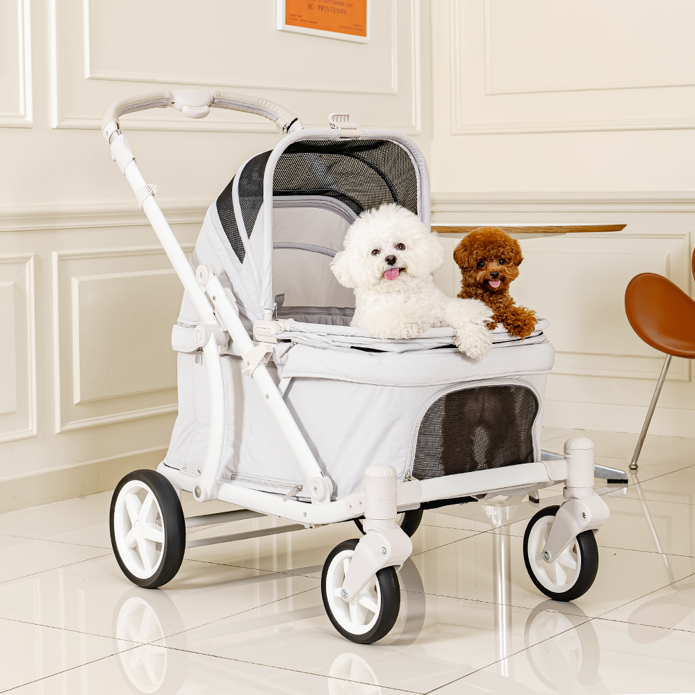 폼포라펫 클래식 웨건 애견 강아지유모차 펫웨건 다견 저상형 개모차
