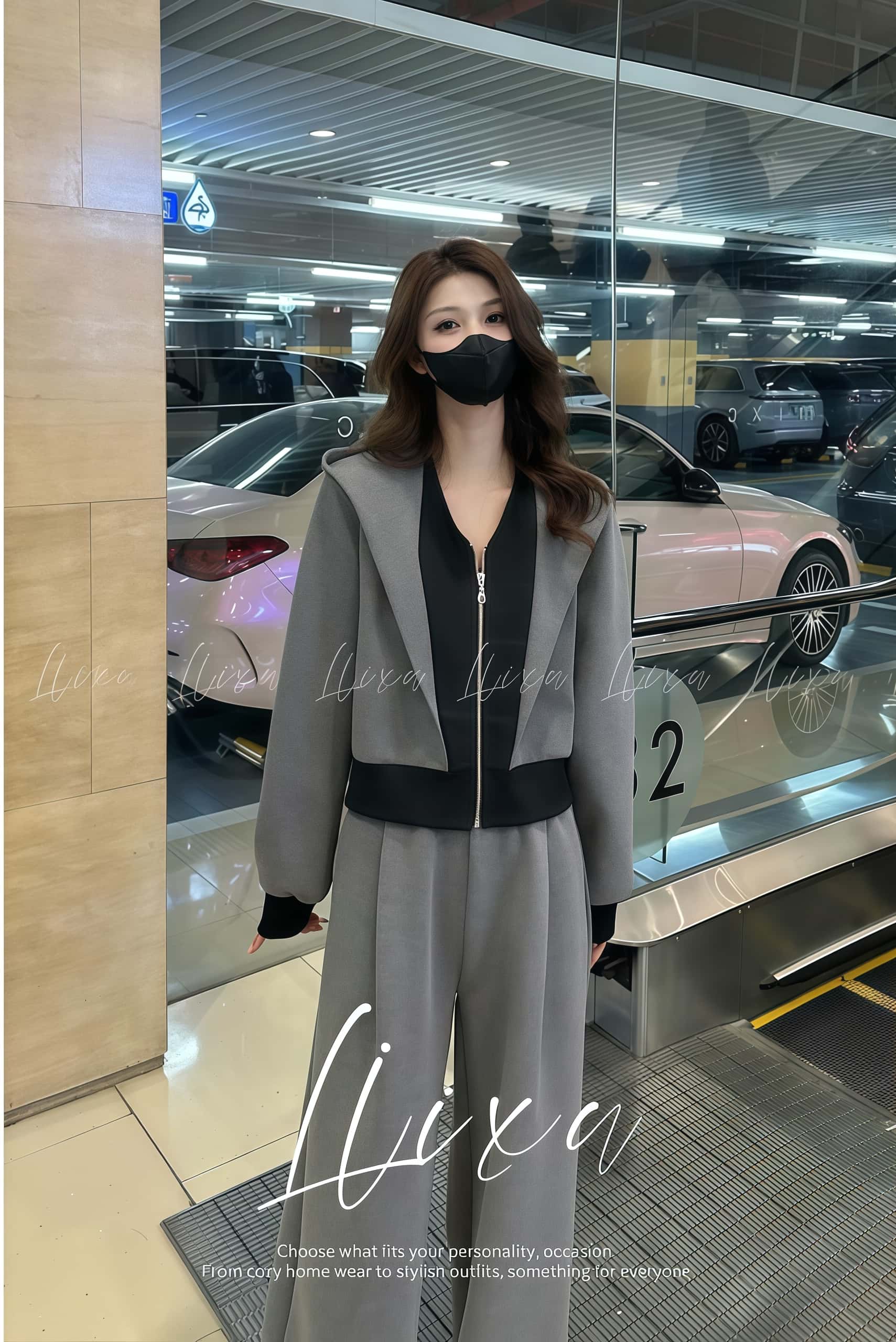 봄가을 여성트레이닝세트 캐주얼 루즈핏 와이드팬츠 운동복투피스 세트 - 상세 이미지 2