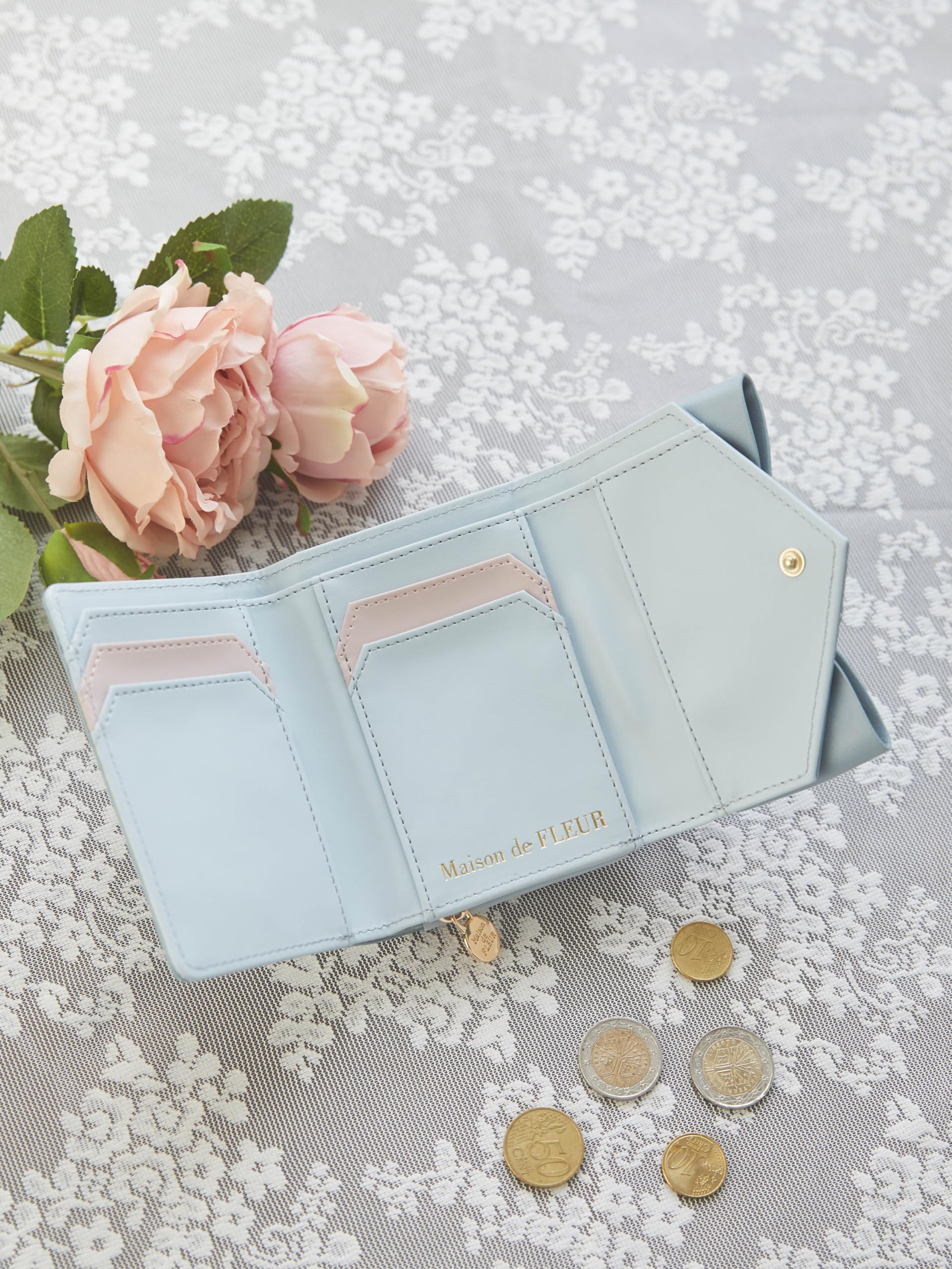 메종드플뢰르 Maison de FLEUR 벨트 리본 미니 지갑 블루 - 상세 이미지 3