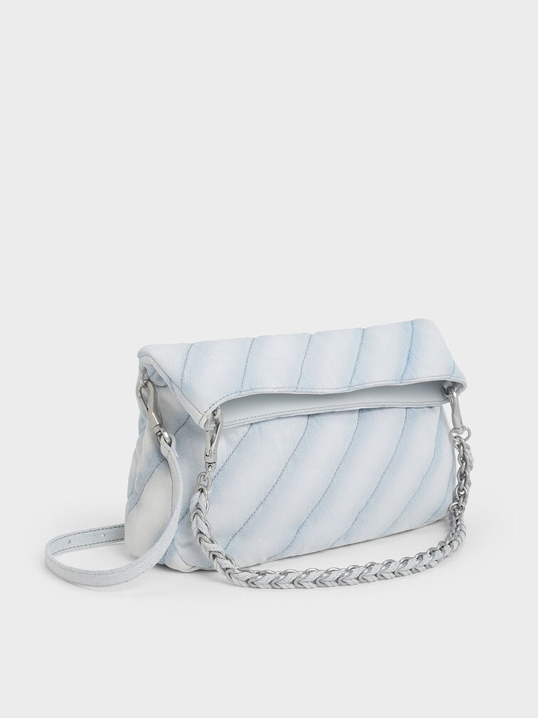 [찰스앤키스] 파운 패널 체인-핸들 숄더백 - Light Washed Denim CK2-20671718-1 - 상세 이미지 3