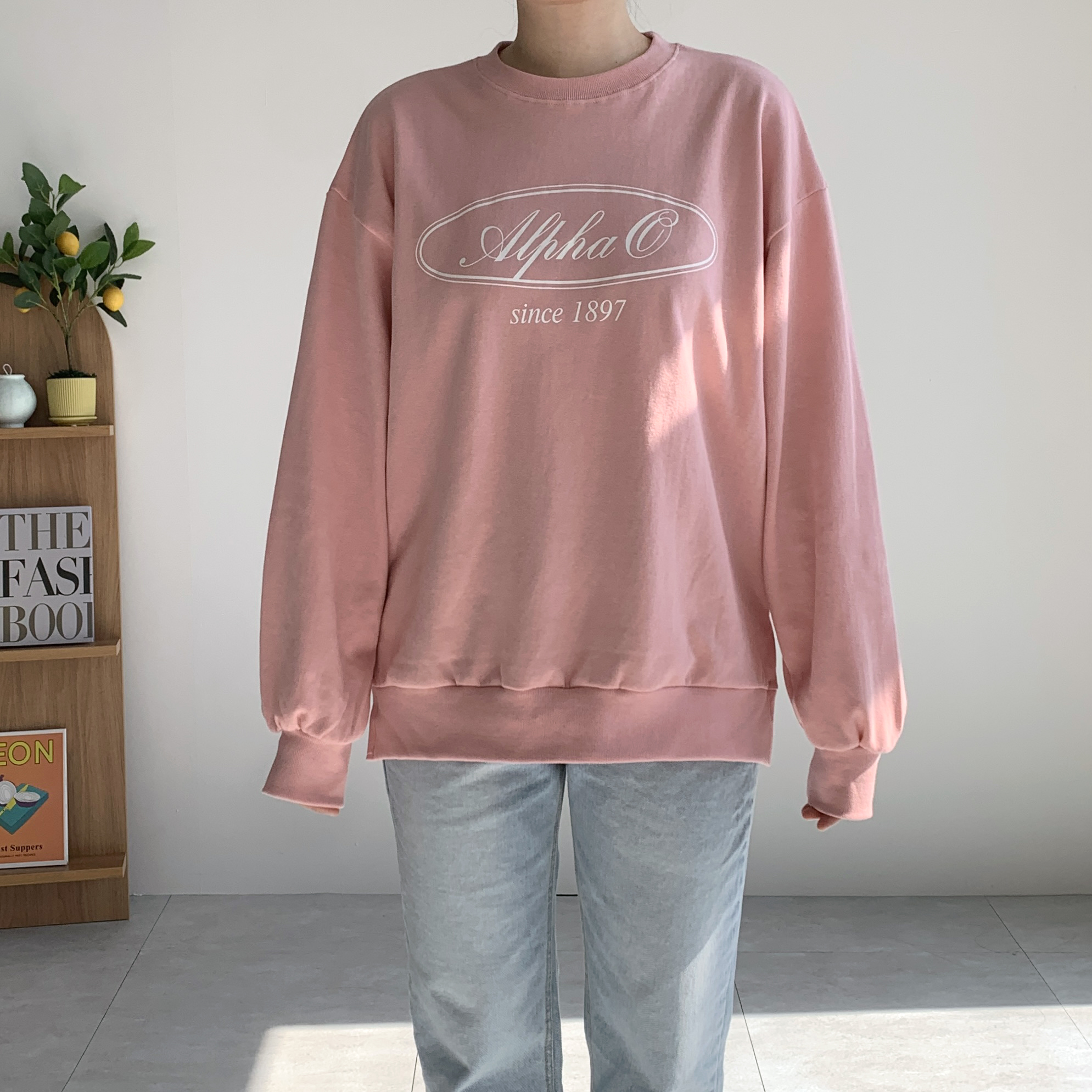 트임맨투맨 레터링맨투맨 핑크 봄맨투맨 - 상세 이미지 4