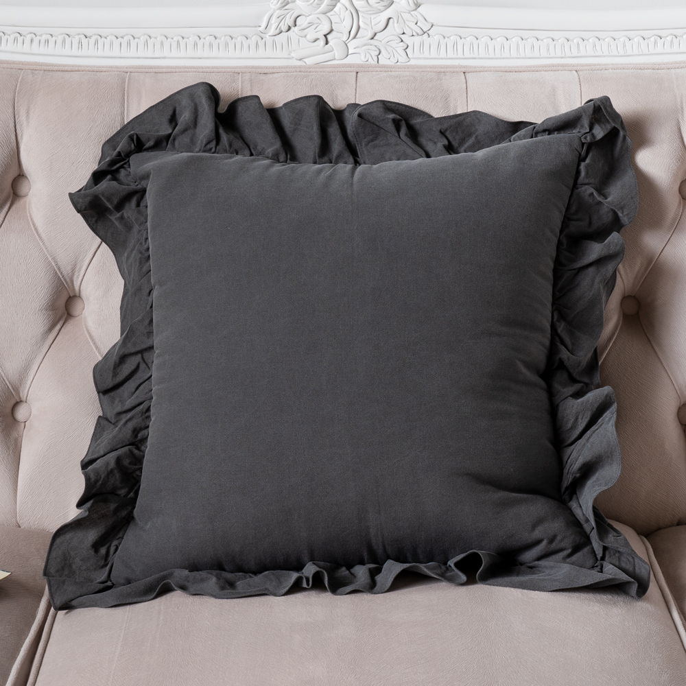 프릴 북유럽 거실 쇼파 쿠션 커버 순면 인테리어 5.차콜(솜X), 50cm x 50cm