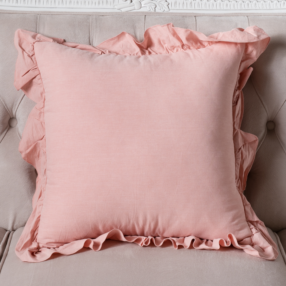 프릴 북유럽 거실 쇼파 쿠션 커버 순면 인테리어 2.핑크(솜X), 50cm x 50cm