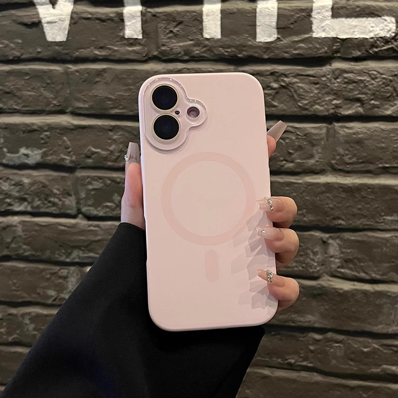 액상실리콘 카메라보호 맥세이프 케이스 멜란지핑크, 아이폰16 - 상품 이미지