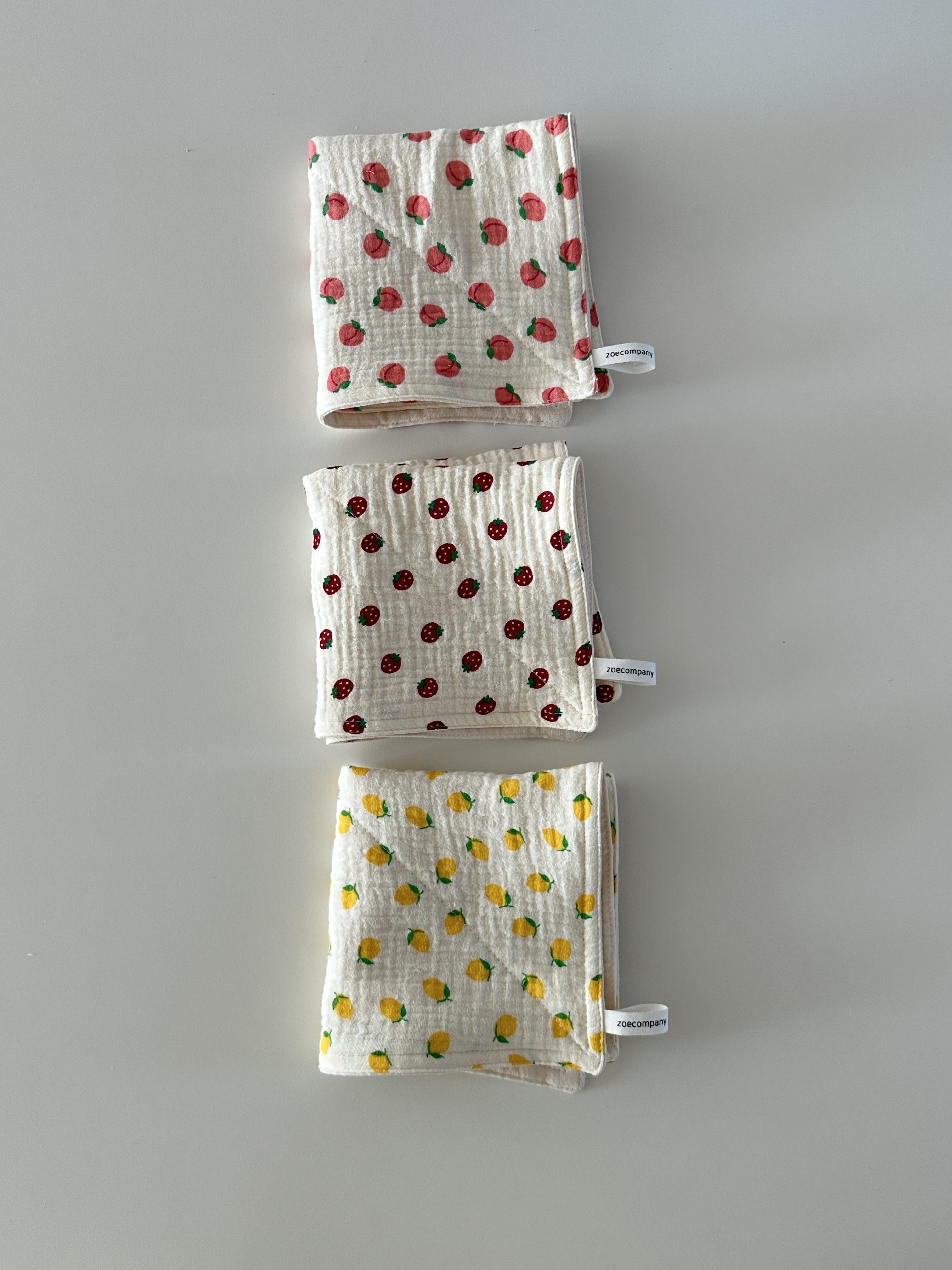 과일 키친크로스 빨아쓰는 강화 소창 셀룰로스 목화솜 행주 면거즈(3types)