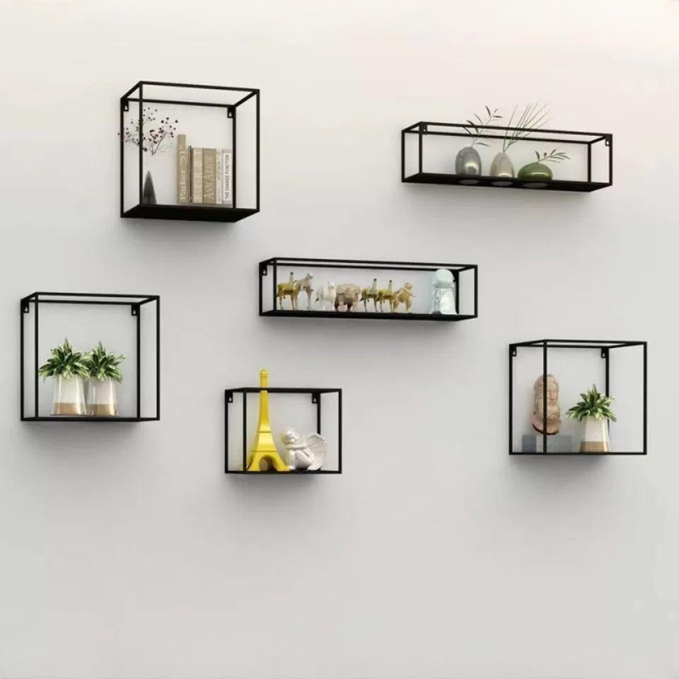 거실 철제벽선반 다용도 사각 철제선반 북유럽풍 심플 인테리어 블랙 소형 30x20x25cm - 상품 이미지