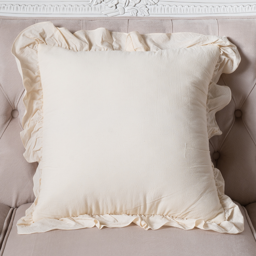 프릴 북유럽 거실 쇼파 쿠션 커버 순면 인테리어 3.아이보리(솜X), 50cm x 50cm