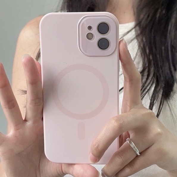 액상실리콘 카메라보호 맥세이프 케이스 멜란지핑크, 아이폰12 - 상품 이미지