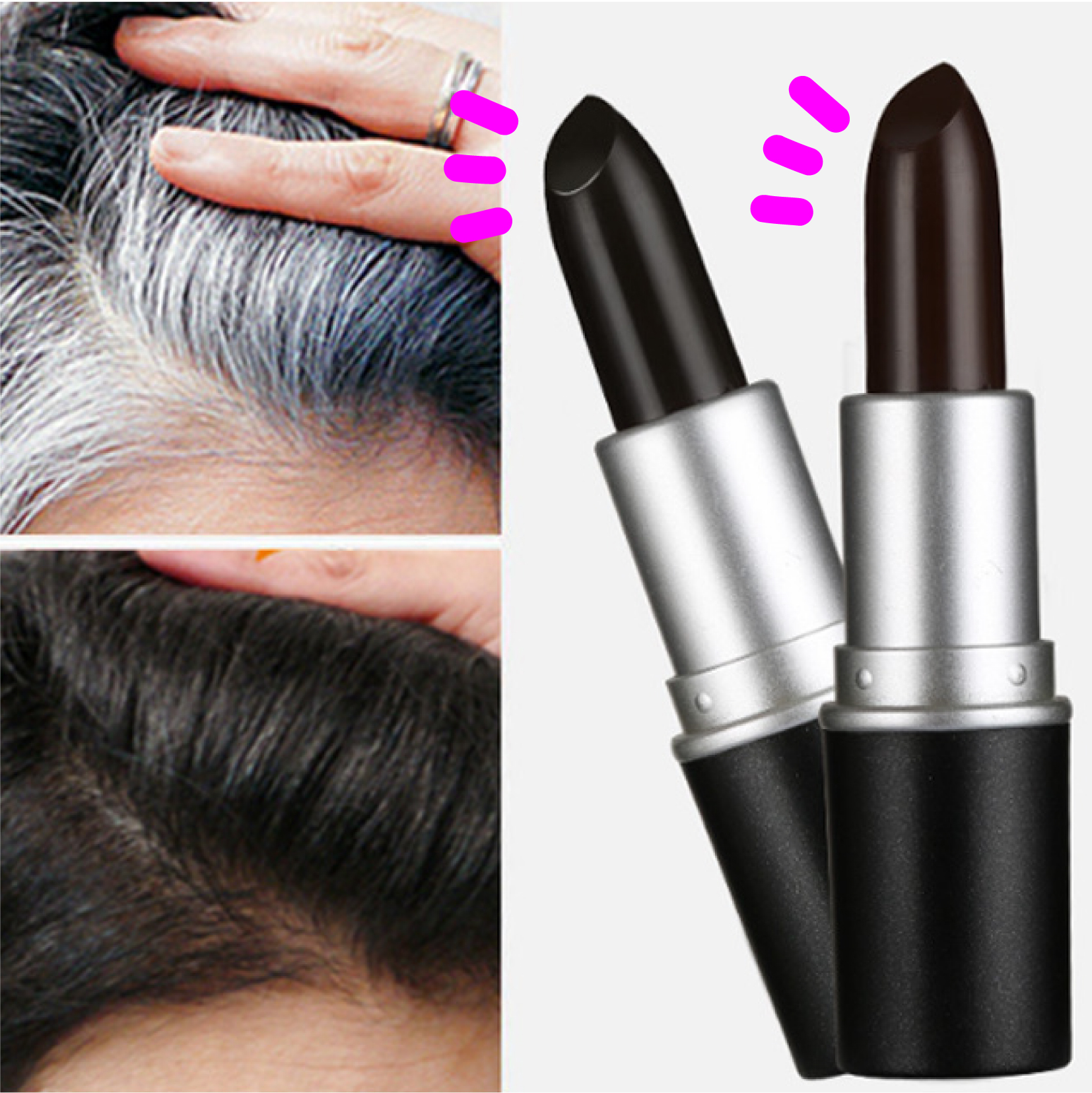 [1+1] 초초간편 3초완성 새치커버 시간절약 간편사용 간편휴대 립스틱형 JSM50177308