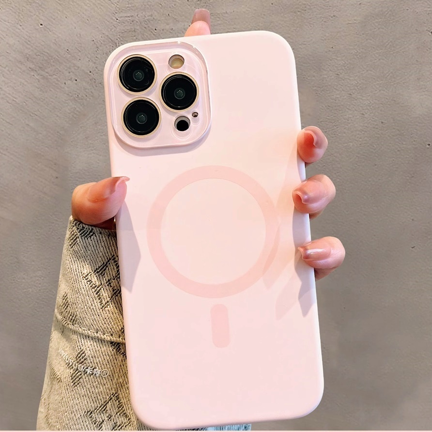 액상실리콘 카메라보호 맥세이프 케이스 멜란지핑크, 아이폰15 프로 맥스 - 상품 이미지