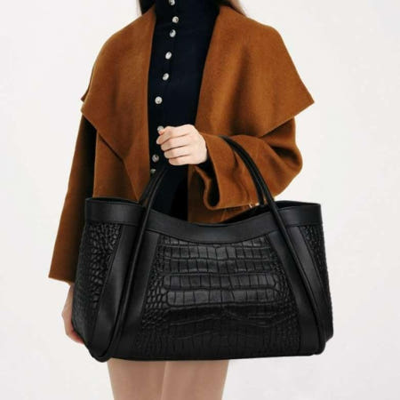 [해외]여자서류가방 리얼레더 대용량 악어패턴 토토 백 데일리