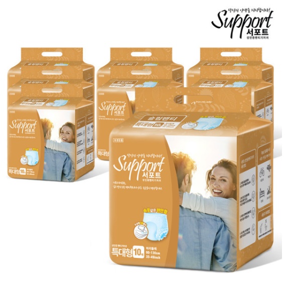 서포트 성인용 기저귀 슬림 팬티 남녀공용 특대형 10매x8팩
