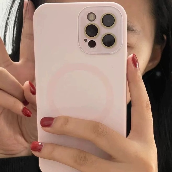 액상실리콘 카메라보호 맥세이프 케이스 멜란지핑크, 아이폰12 프로 - 상품 이미지