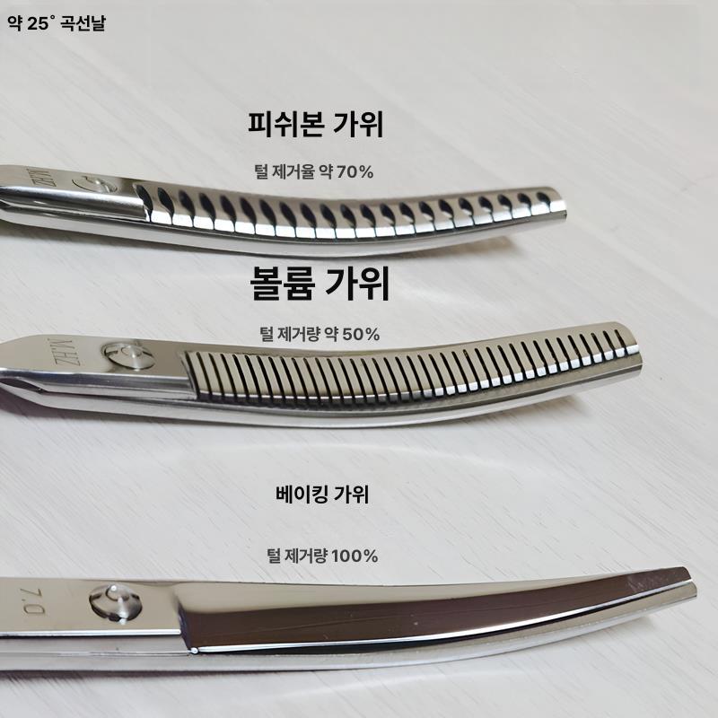 솜털 동물 커브 애완 가위 7인치가위 애견미용가위 7인치 곡선 어골가위 털제거량 70 - 상세 이미지 4