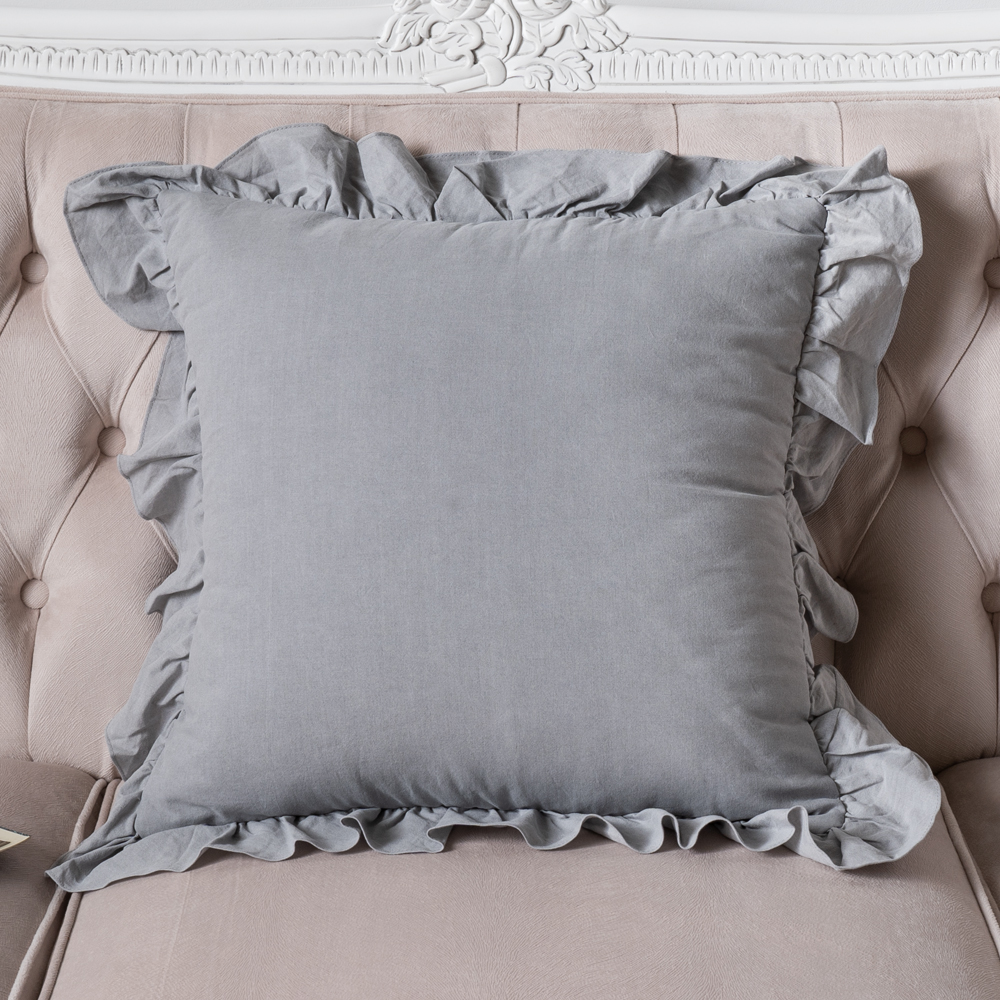 프릴 북유럽 거실 쇼파 쿠션 커버 순면 인테리어 4.그레이(솜X), 50cm x 50cm