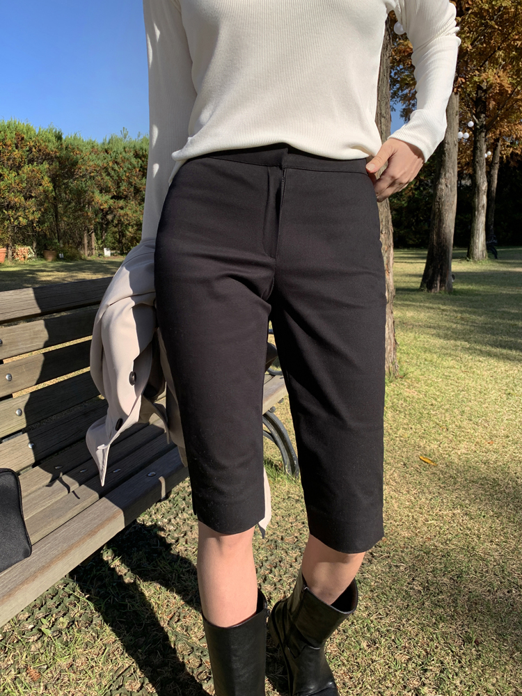 바이커 버뮤다팬츠 여성 여름 바지 하이웨스트 여자슬랙스 여성 반바지 5부 키작녀 카프리팬츠