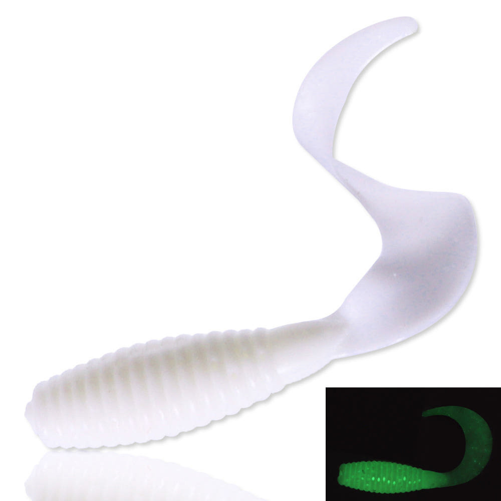 캣츠크로우 C그럽웜 꺽지 송어 산천어 볼락 미끼 001 화이트 글로우, 3cm - 상품 이미지