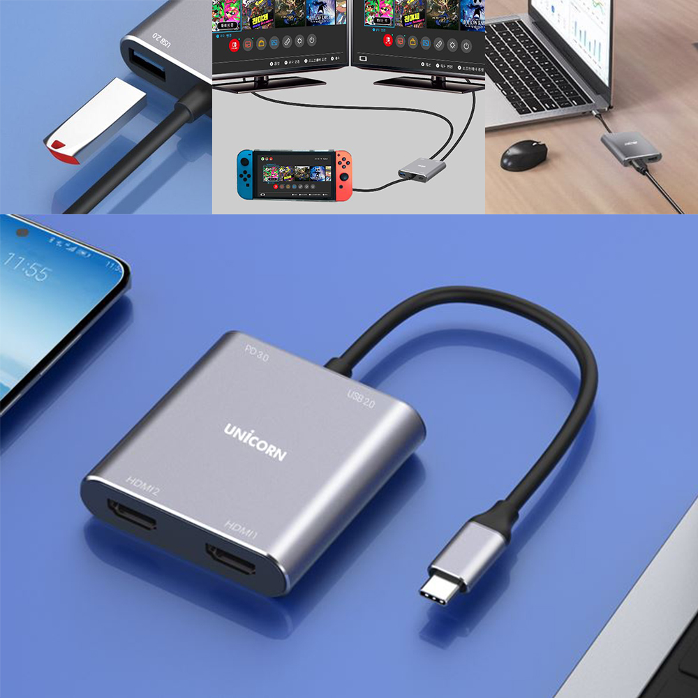 듀얼 usb 컨버터 고속충전 c타입 HDMI 데이터전송 미러링