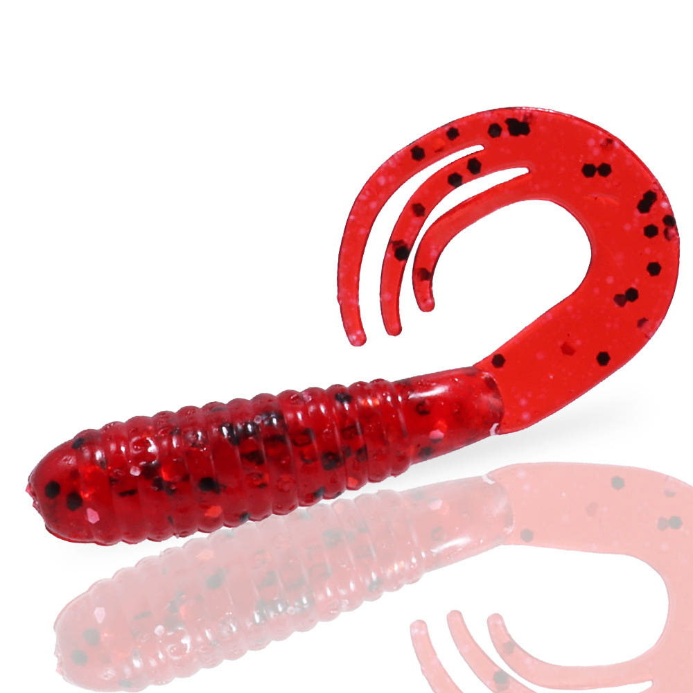캣츠크로우 트리플그럽 쏘가리웜 꺽지 우럭 광어 그럽웜 024 체리 시드 블랙, 7.6cm(3인치) - 메인 이미지