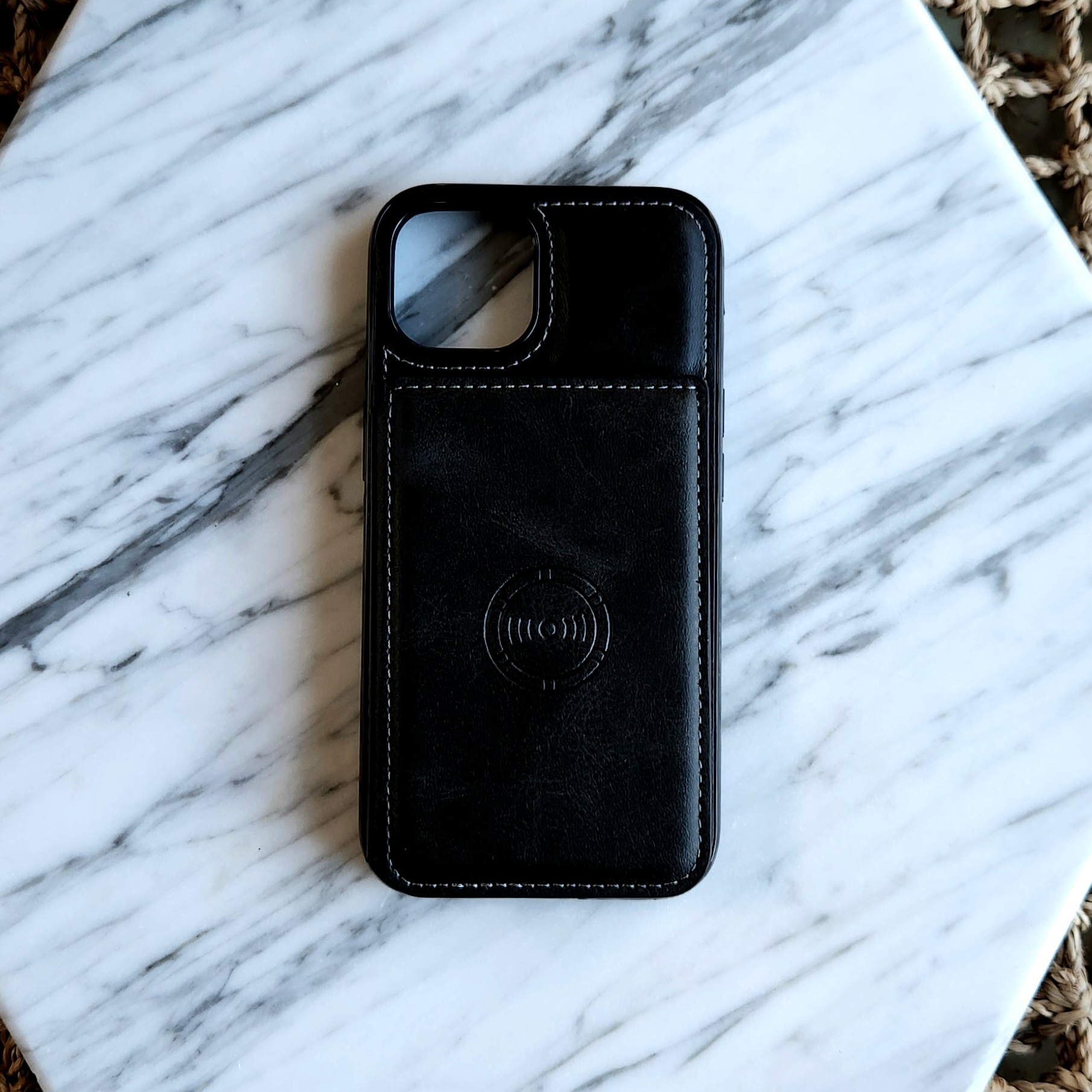 카드 케이스 가죽 지갑 범퍼 카메라보호 블랙, 아이폰13 - 상품 이미지