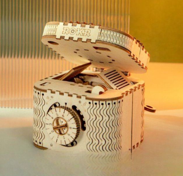 ROKA 우드 트릭 비밀번호 상자 빌딩 블록 수제 DIY 창조적 고백 여자 친구 장식을위한 낭만적 인 생일 선물 보물상자(158pcs)