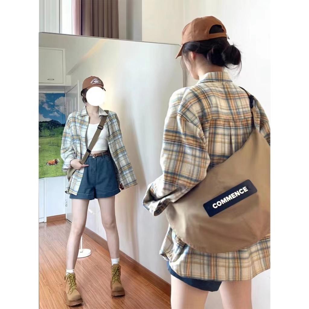 여성 봄여름 체크남방 루즈핏 레이어드 데일리 긴팔셔츠 - 상세 이미지 2