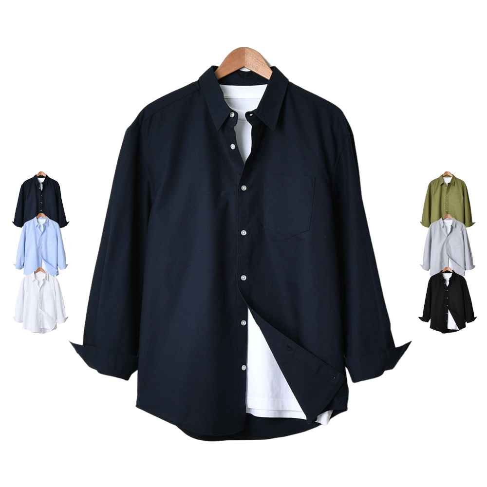 남자 옥스포드 셔츠 오버핏 면 바이오 워싱 무지 빅사이즈 남방