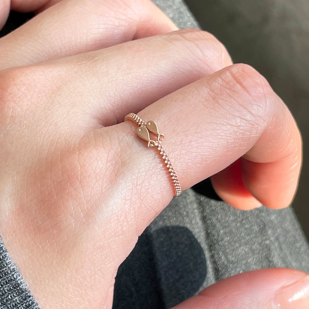 14k 18k 쌍둥이 두마리 물고기반지 애끼 새끼 금 반지 - 상세 이미지 5
