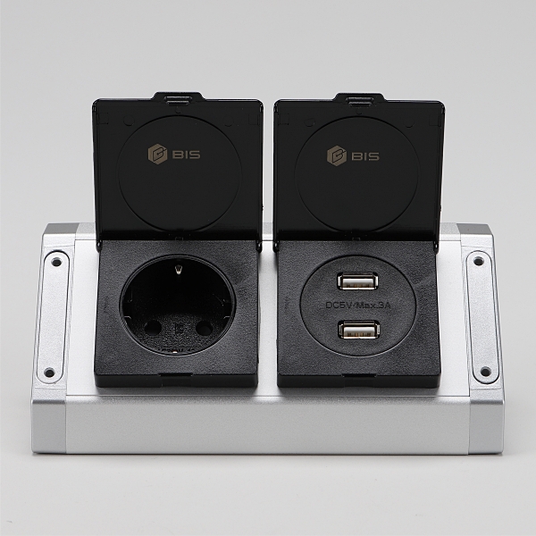 BIS 빌트인콘센트 가구 노출 1구 코너콘센트 USB BIB-201 화이트 싱크대 욕실장 - 상세 이미지 3