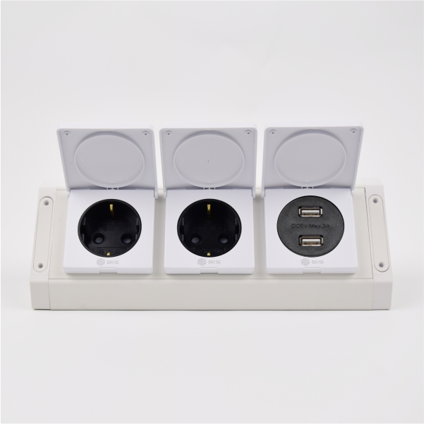 BIS 빌트인콘센트 주방 가구 노출 2구 코너콘센트 USB BIB-202 화이트 욕실장 - 상세 이미지 2