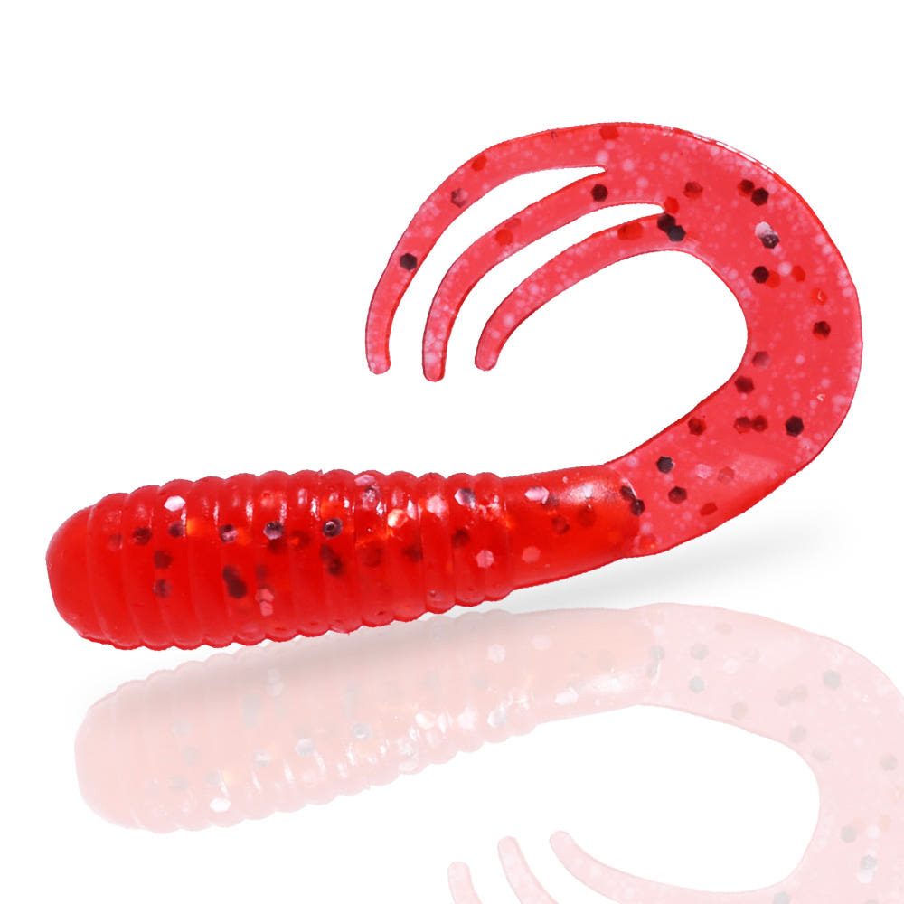 캣츠크로우 트리플그럽 쏘가리웜 꺽지 우럭 광어 그럽웜 005 레드 실버, 7.6cm(3인치) - 상품 이미지