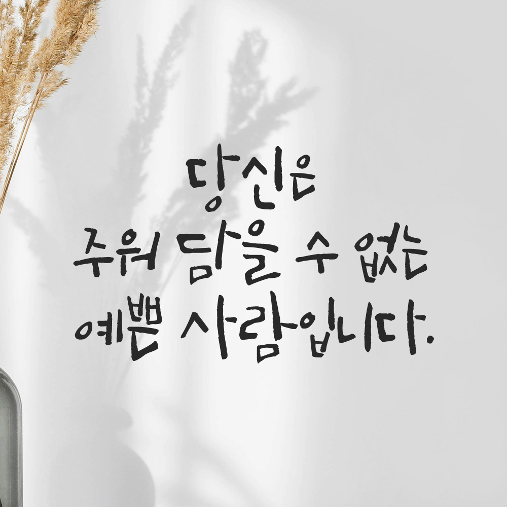 캘리그라피 레터링 스티커 당신은 주워 담을 수 없는 예쁜 사람입니다 검정S - 상품 이미지
