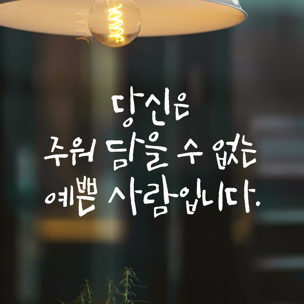캘리그라피 레터링 스티커 당신은 주워 담을 수 없는 예쁜 사람입니다 검정S - 상세 이미지 2