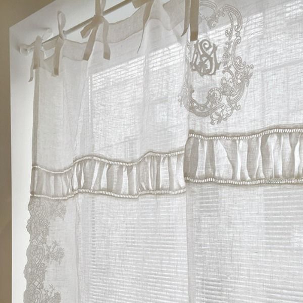 라벨르엠 홈티에라 마누아 린넨 자수 커튼 145x245cm