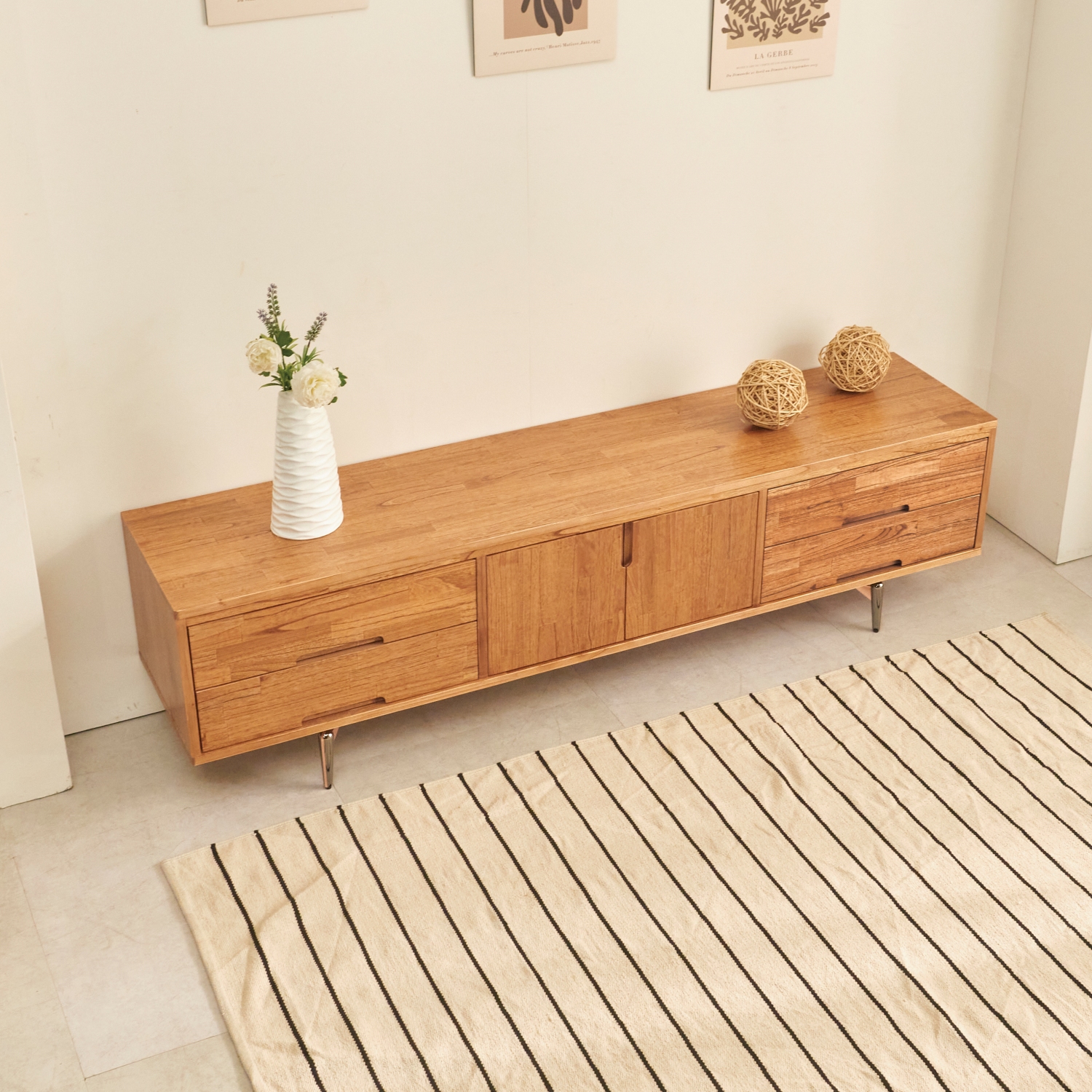 도무스 참죽 북유럽 원목거실장 양문형 티비다이 TV거실장 1800