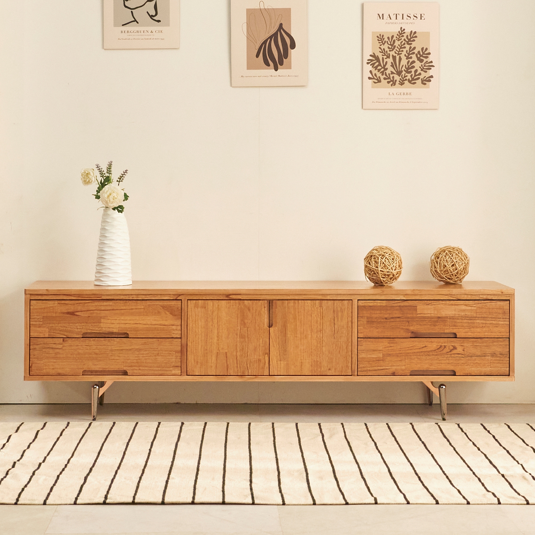 도무스 참죽 북유럽 원목거실장 양문형 티비다이 TV거실장 1800