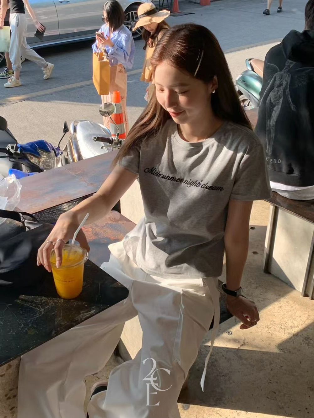 드림 레터링 자수 반팔 티셔츠 (2color) 이너 레이어드 봄 여름 코튼 티 - 상세 이미지 5