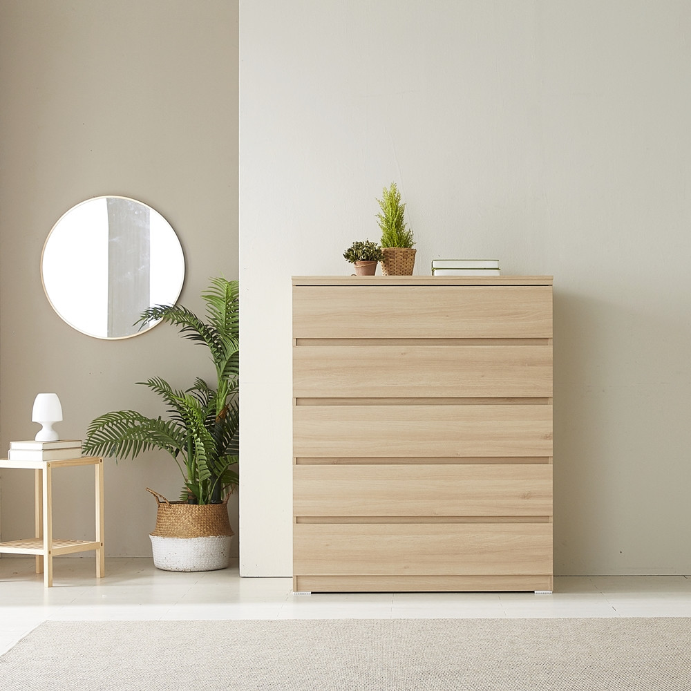루바 서랍장1000 오단 옷 속깊은 키큰 안방 광폭 서랍장 1000x500x1220mm, 5단, 아카시아화이트