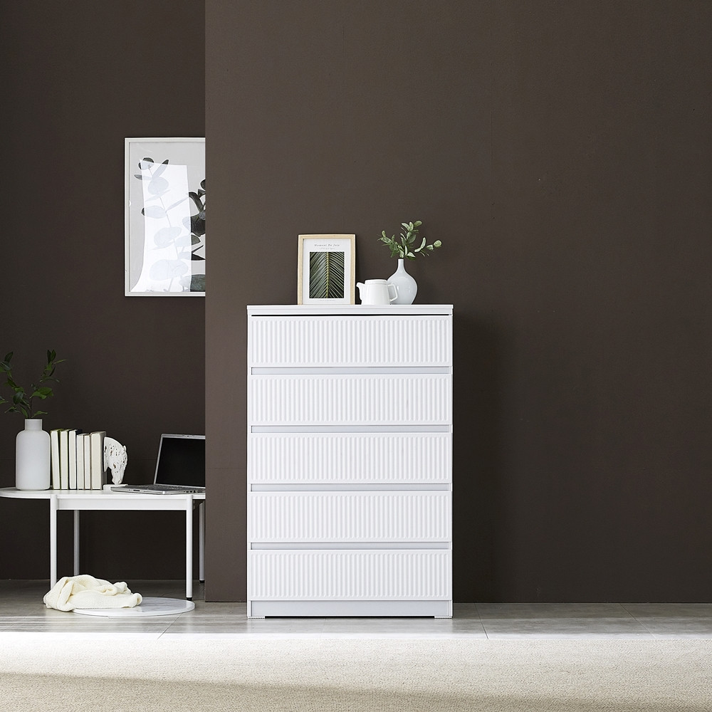 루아 서랍장 800 드레스룸 템바보드 키큰 안방 서랍장 800x500x1220mm, 5단, 아카시아화이트 - 상세 이미지 3