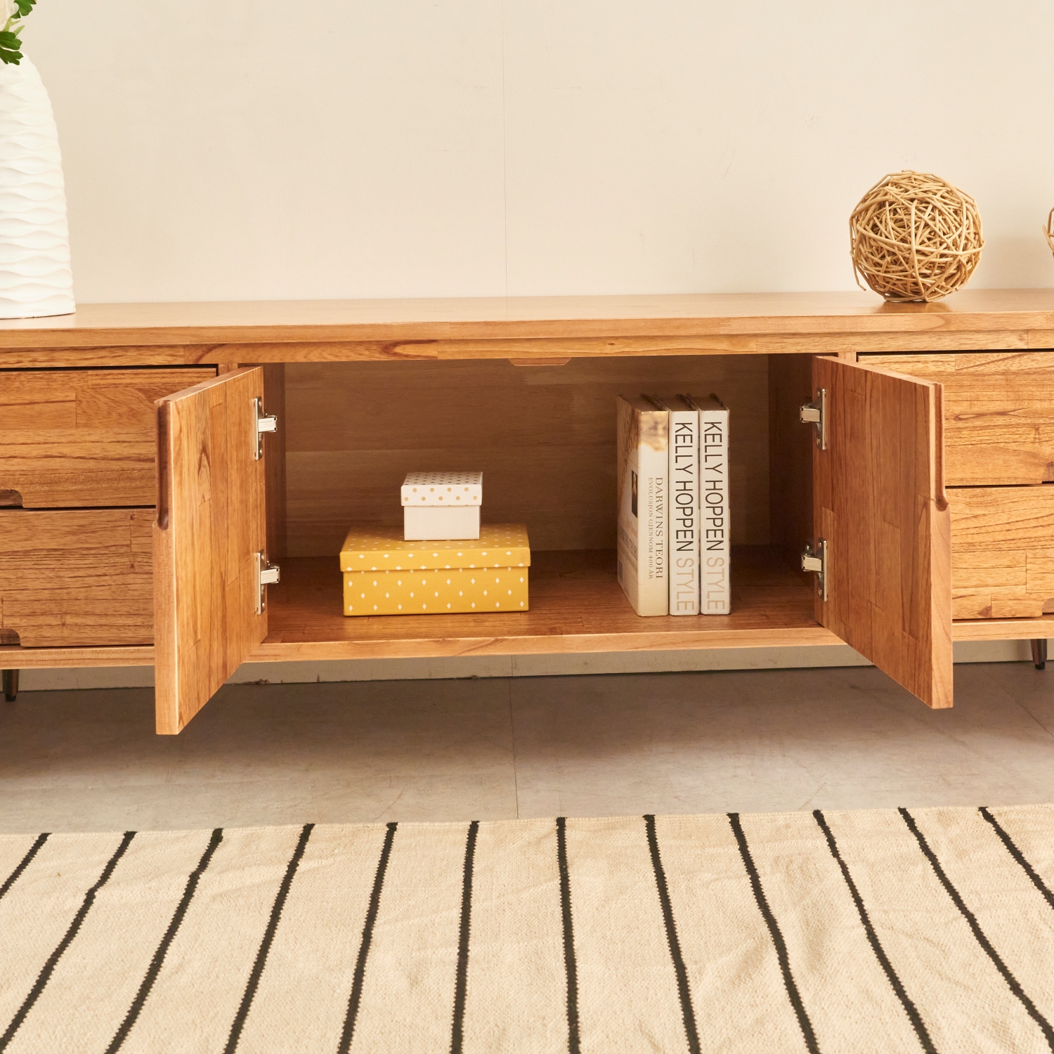 도무스 참죽 북유럽 원목거실장 양문형 티비다이 TV거실장 1800