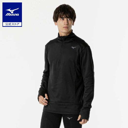 미즈노 MIZUNO 남성 방한 하프 집업 조깅 러닝복 J2MCA50590 블랙 - 메인 이미지