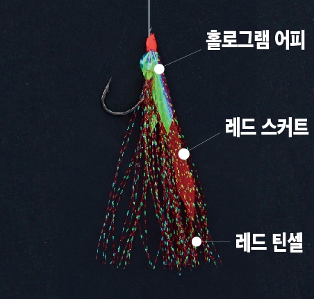 바다낚시 해동 홀로그램 틴셀 세이코 심해 우럭 카드 외줄 채비 바늘 26호, 레드 - 상세 이미지 4