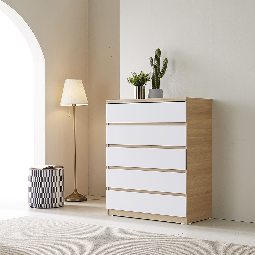 루바 서랍장1000 오단 옷 속깊은 키큰 안방 광폭 서랍장 1000x500x1220mm, 5단, 아카시아화이트