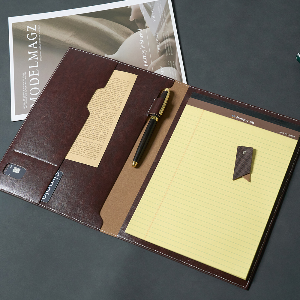 [각인가능] 오브리즈 공방클래식 가죽 메모패드+속지SET 리갈패드 포켓수납 A5 이미지 3