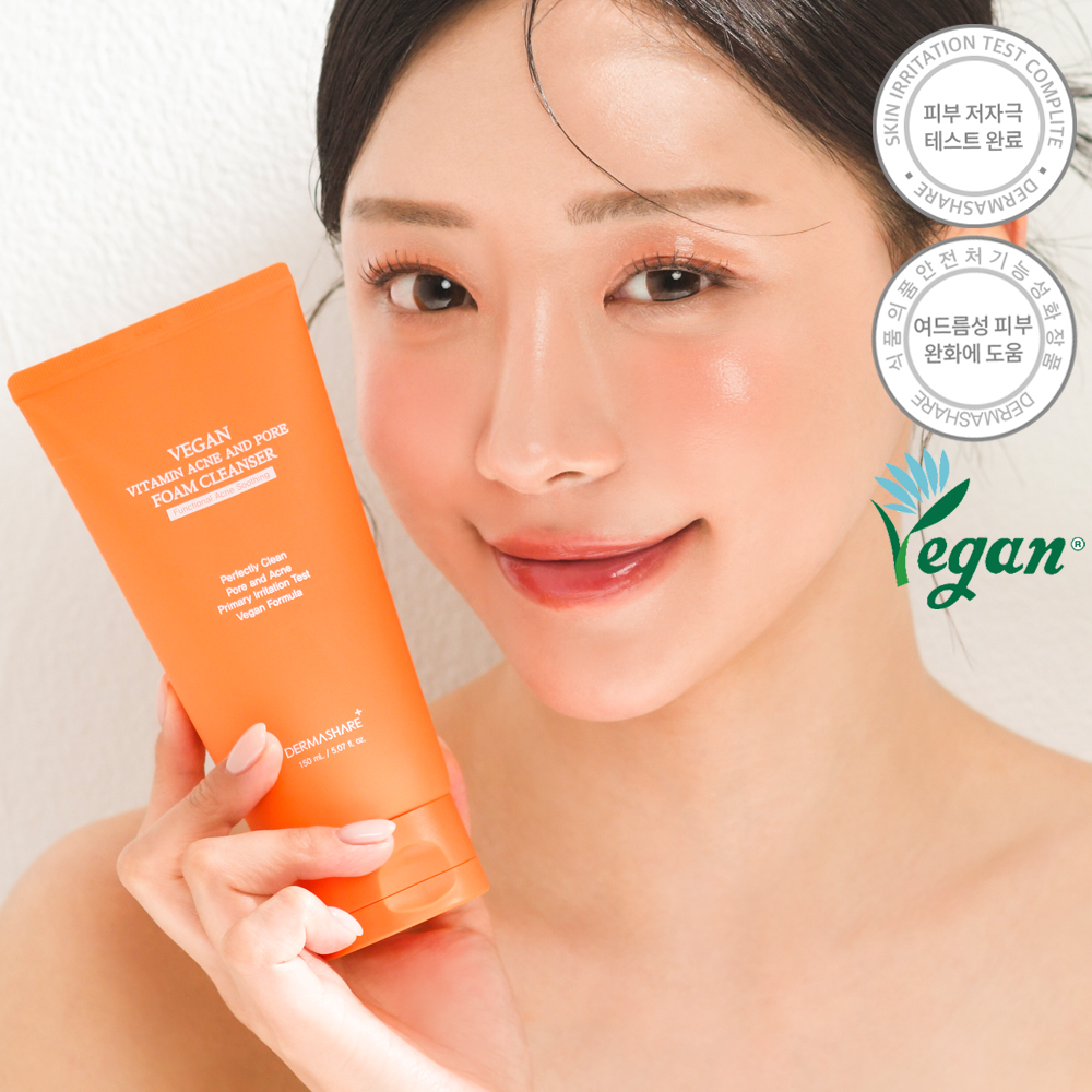 [1+1]더마쉐어 비건 비타민 폼 + 티트리 여드름 아크네 순한 클렌징폼 150ml 2개 - 상세 이미지 2