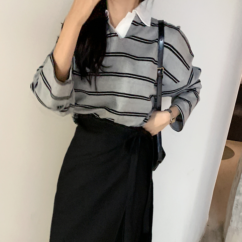 우리트 카라 단가라 오버핏 티셔츠 - 상세 이미지 4