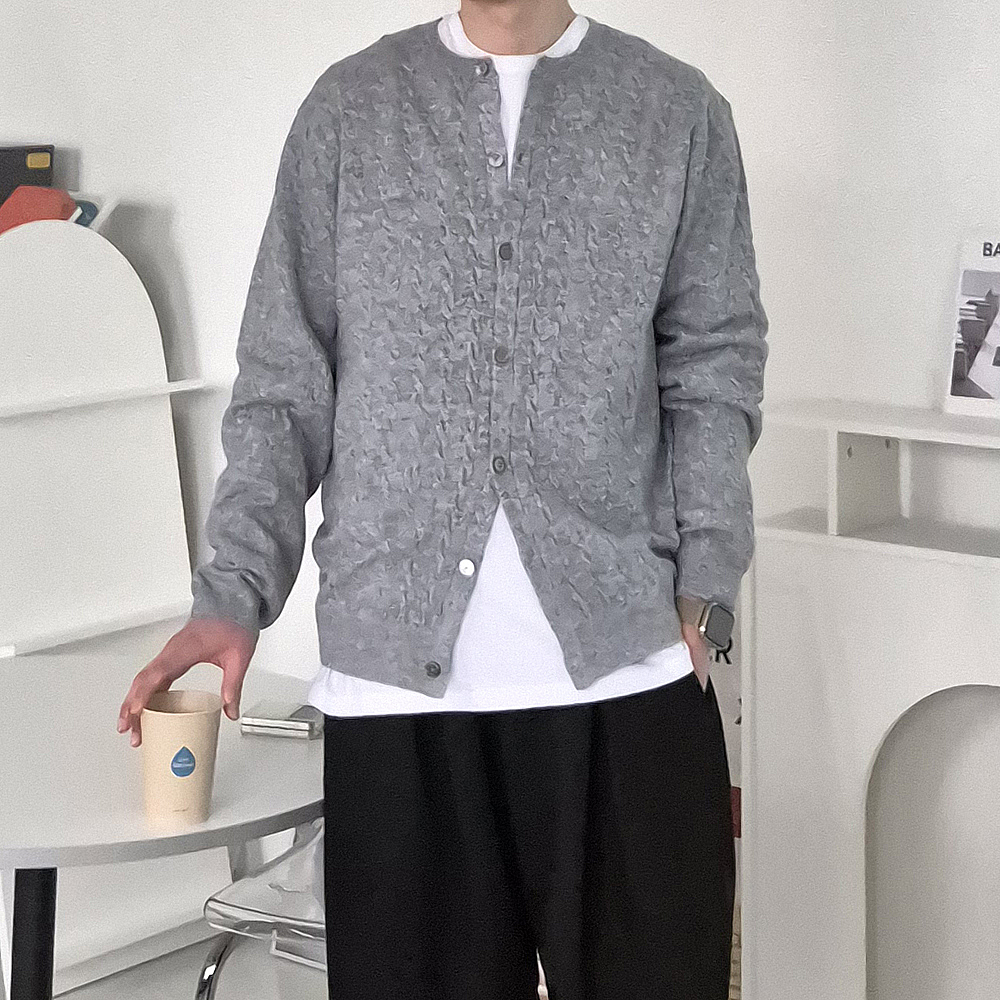남자 가디건 오버핏 라운드 케이블 꽈베기 가디건 - 상세 이미지 3