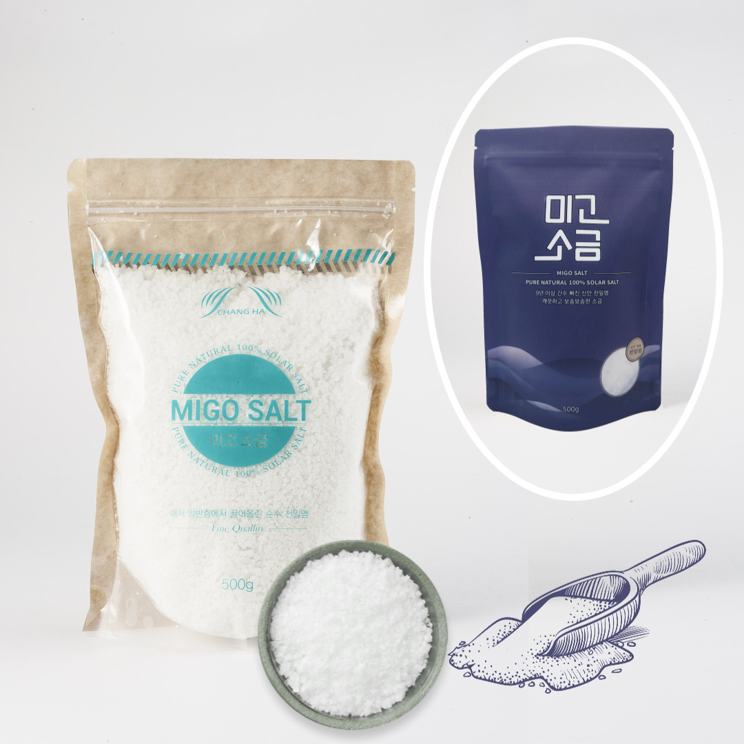 미고 10년 묵은 간수뺀 신안 천일염 미네랄 알칼리 굵은 소금 500g - 상품 이미지